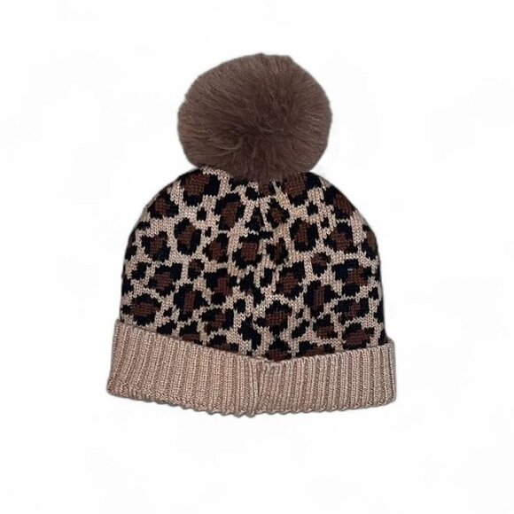 Kids Cheetah Print Winter Hat - Picture 1 of 1